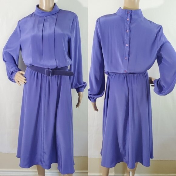HANA SUNG Lavender Long-Sleeves Pleated Maxi Dress - Picture 1 of 11
